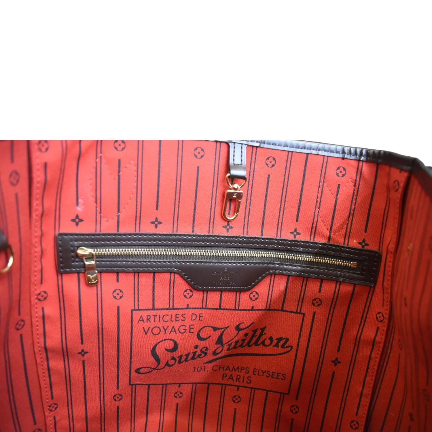 LOUIS VUITTON Neverfull GM Damier Ebene Tote Shoulder Bag Brown