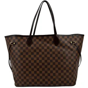 LOUIS VUITTON Neverfull GM Damier Ebene Tote Shoulder Bag Brown
