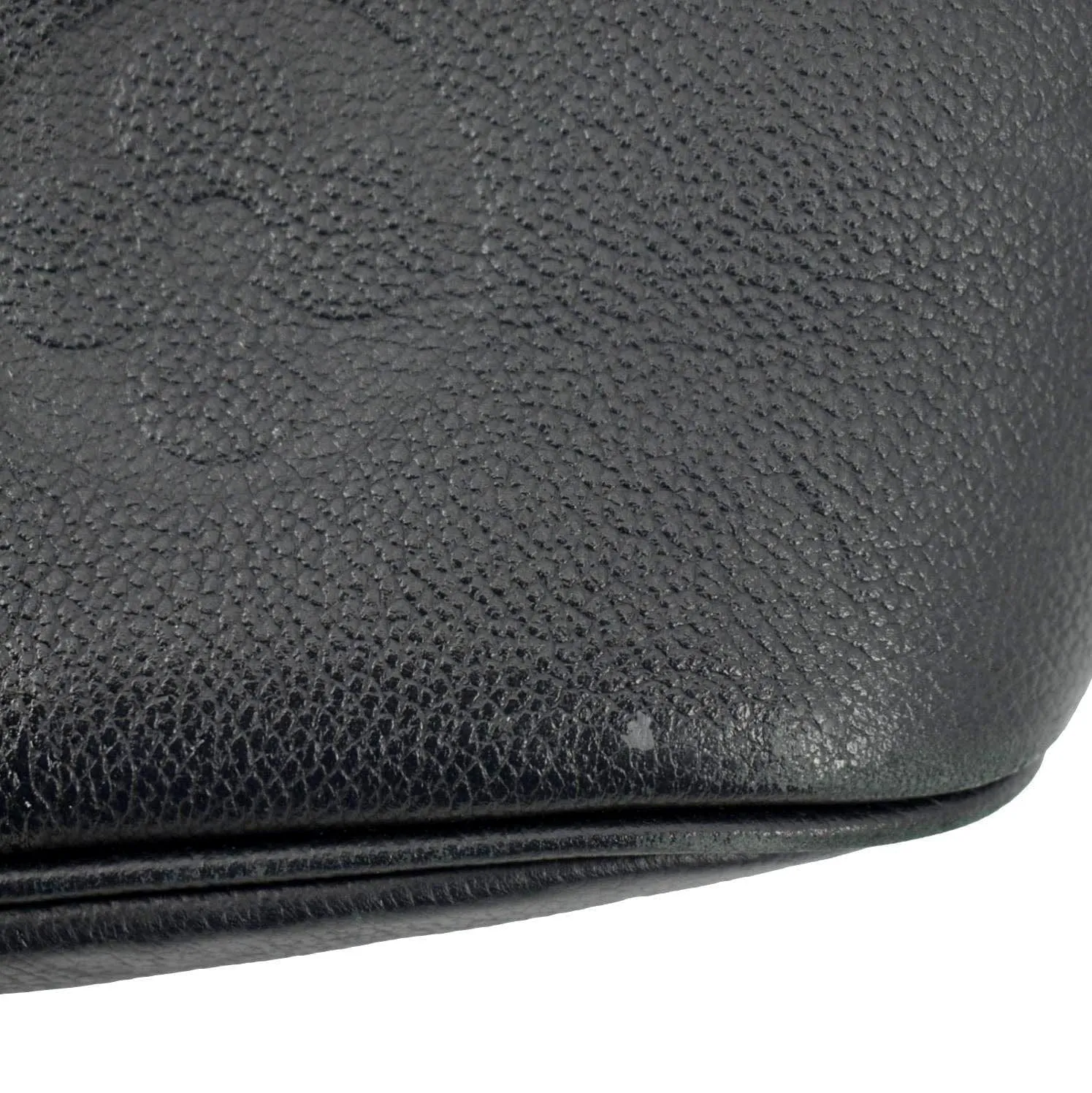 LOUIS VUITTON Neverfull MM Empreinte Leather Tote Shoulder Bag Black