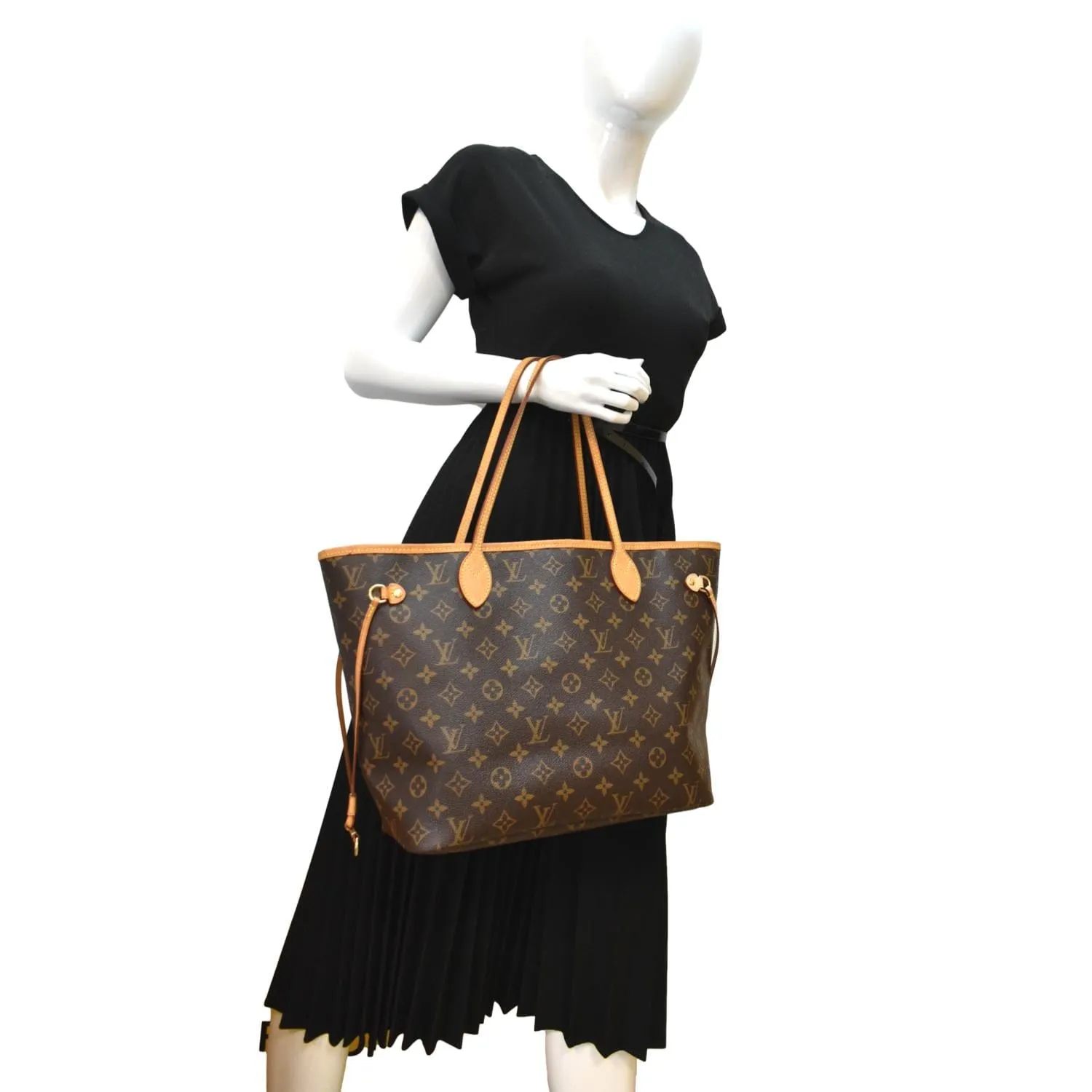 LOUIS VUITTON Neverfull MM Monogram Canvas Tote Bag Brown