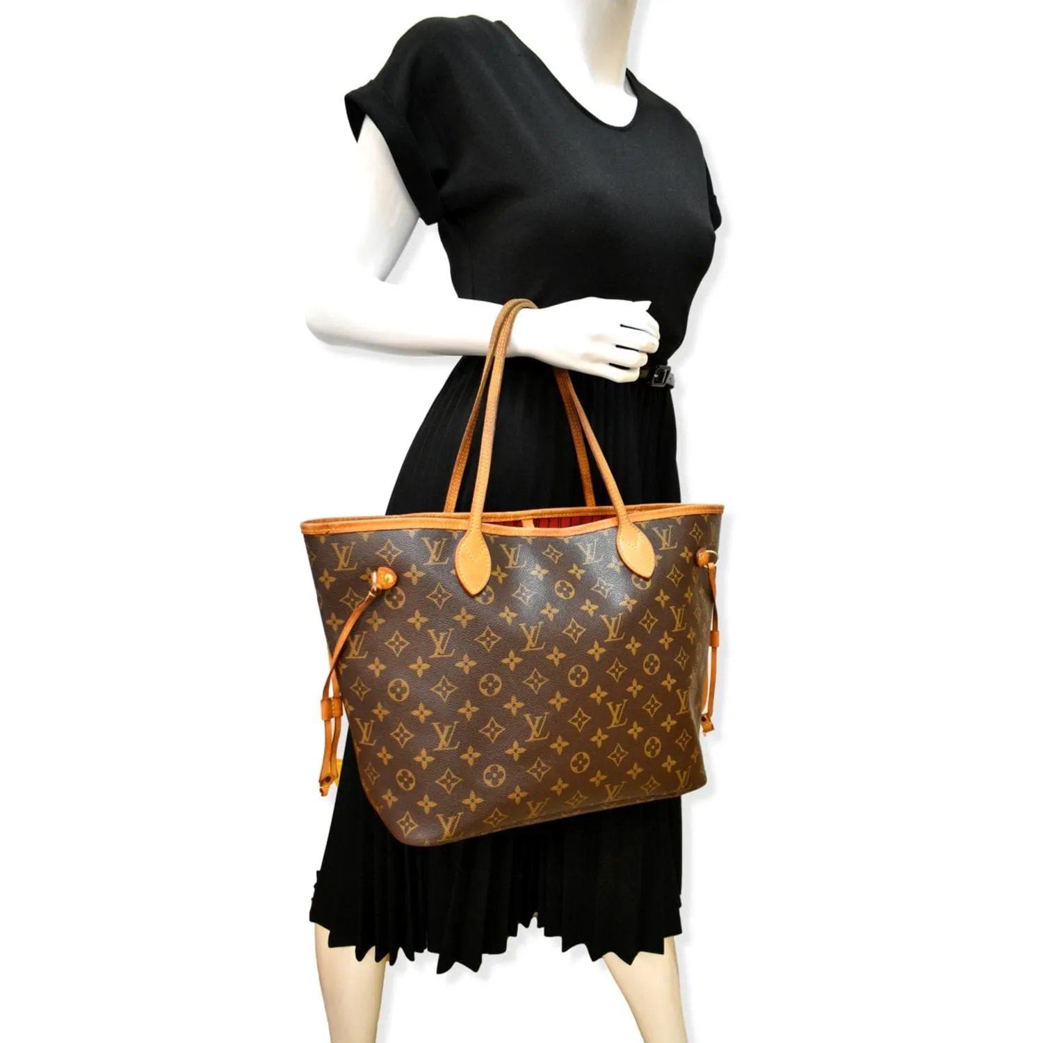 LOUIS VUITTON Neverfull MM Monogram Canvas Tote Bag Brown