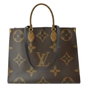LOUIS VUITTON Onthego GM Giant Monogram Canvas Tote Shoulder Bag Brown