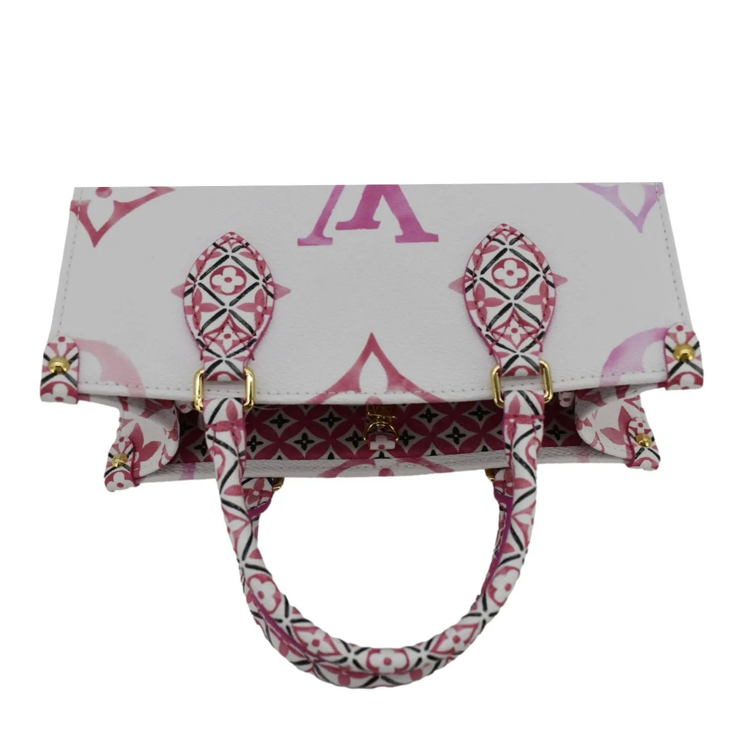 LOUIS VUITTON Onthego PM By The Pool Giant Monogram Canvas Tote Bag Pink