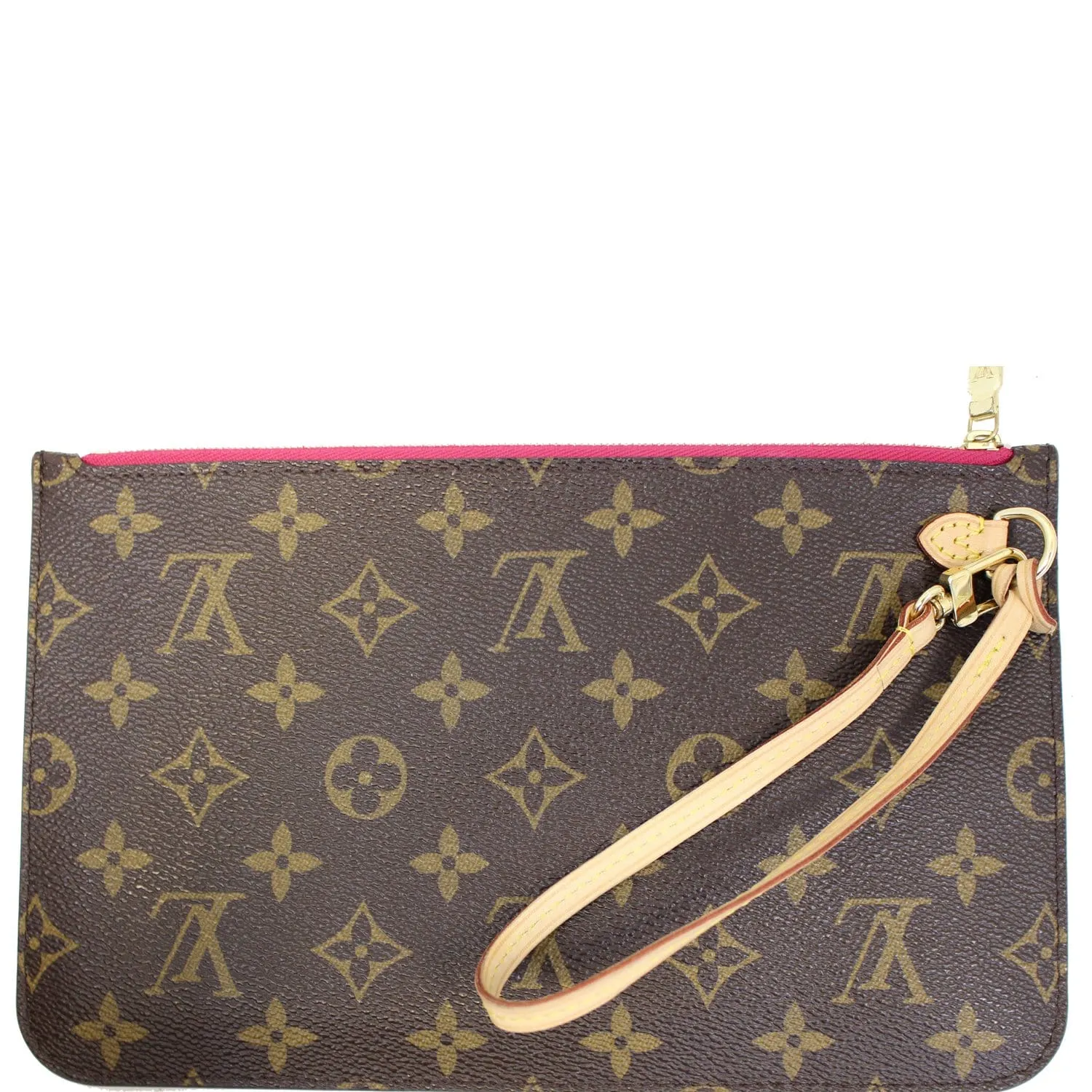LOUIS VUITTON Pochette Wristlet Pouch Monogram Canvas Neverfull MM/GM Brown