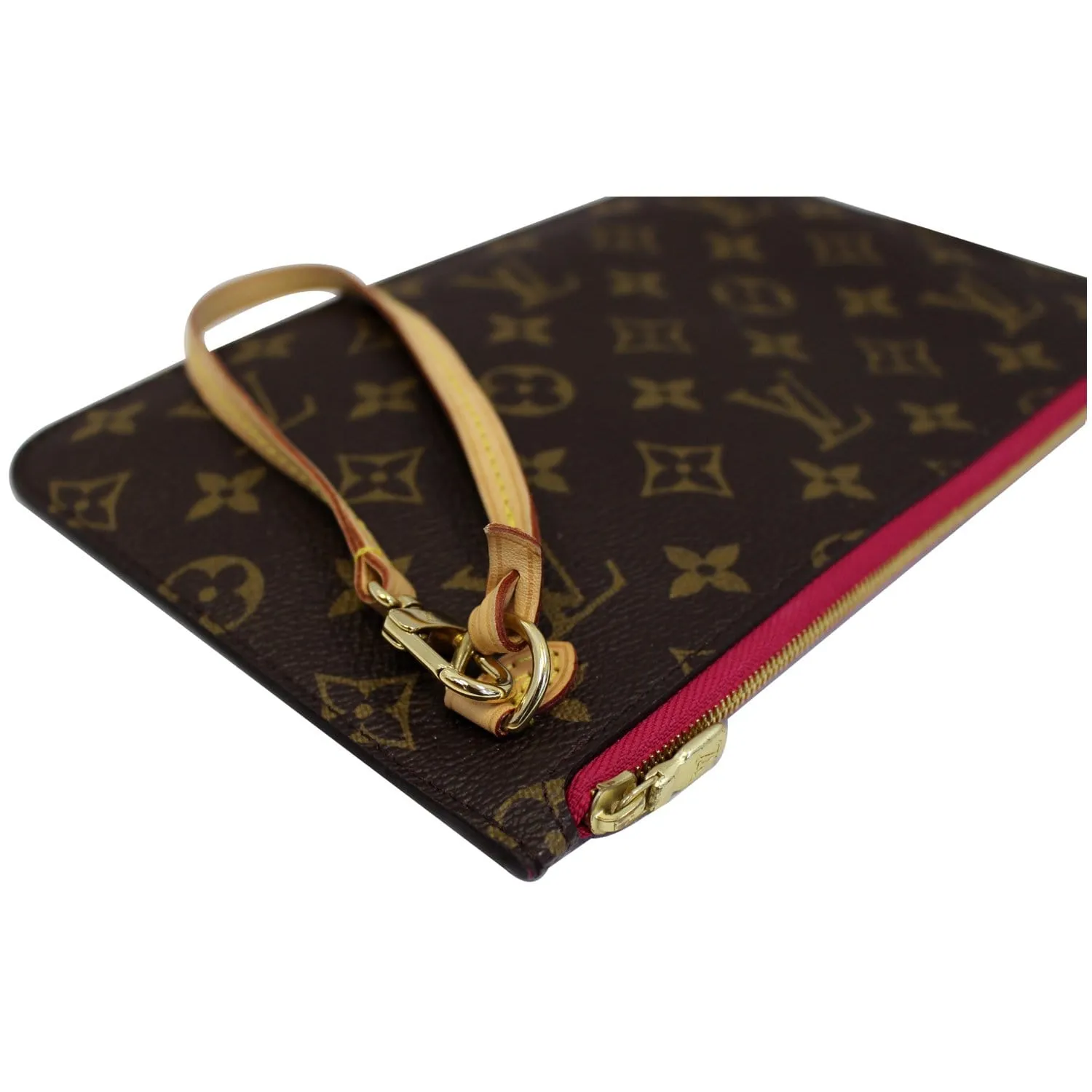 LOUIS VUITTON Pochette Wristlet Pouch Monogram Canvas Neverfull MM/GM Brown