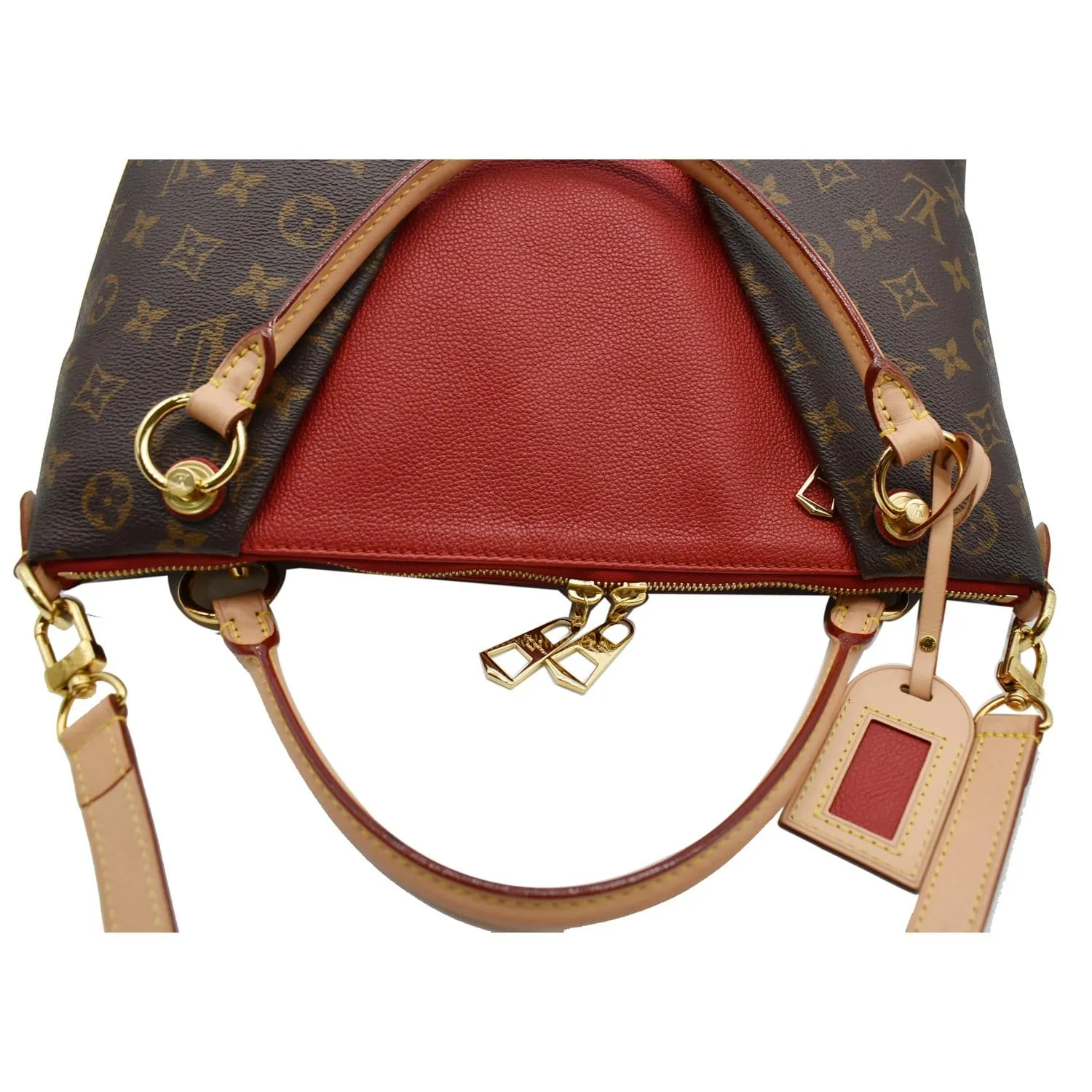 LOUIS VUITTON V Tote MM Monogram Canvas Tote Bag Cerise Red