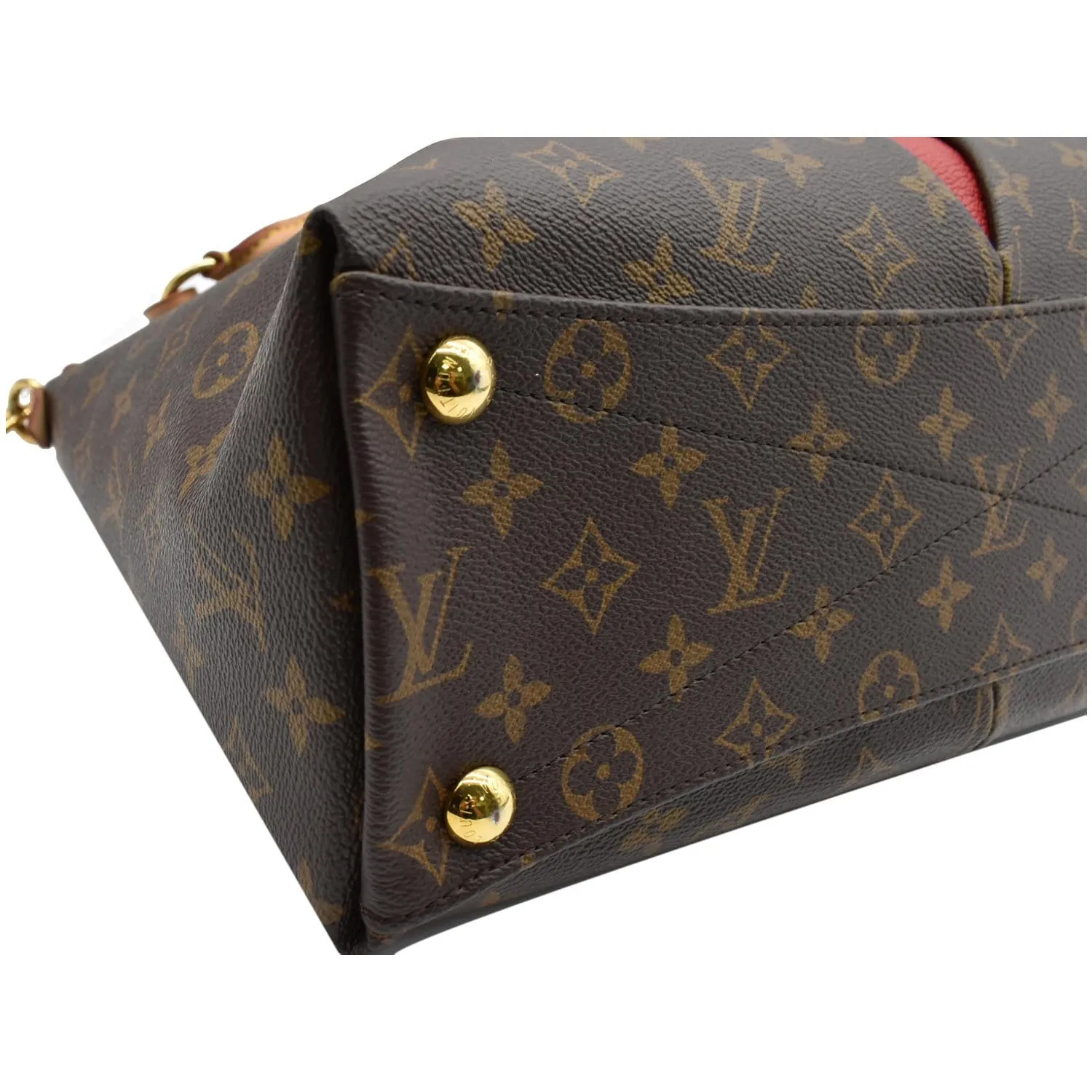 LOUIS VUITTON V Tote MM Monogram Canvas Tote Bag Cerise Red