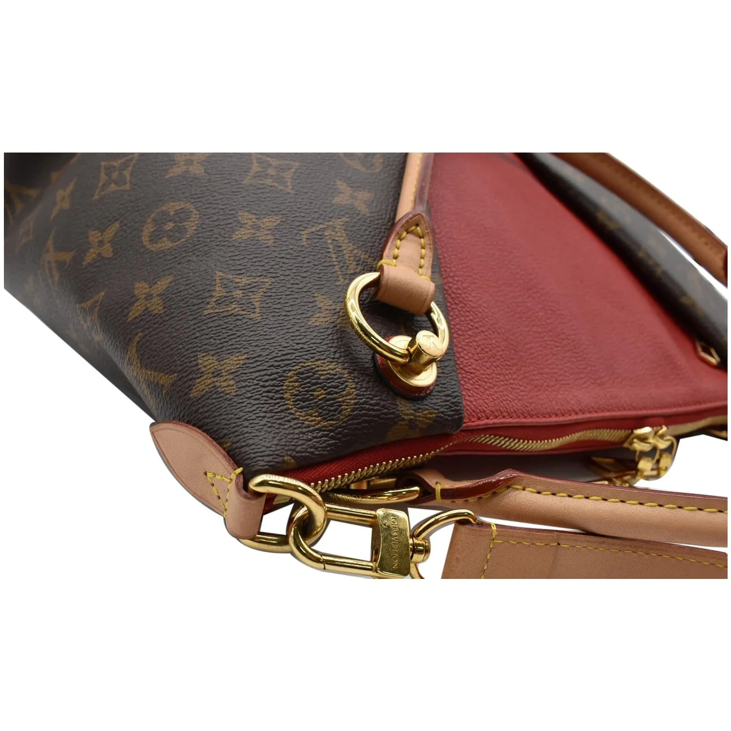 LOUIS VUITTON V Tote MM Monogram Canvas Tote Bag Cerise Red