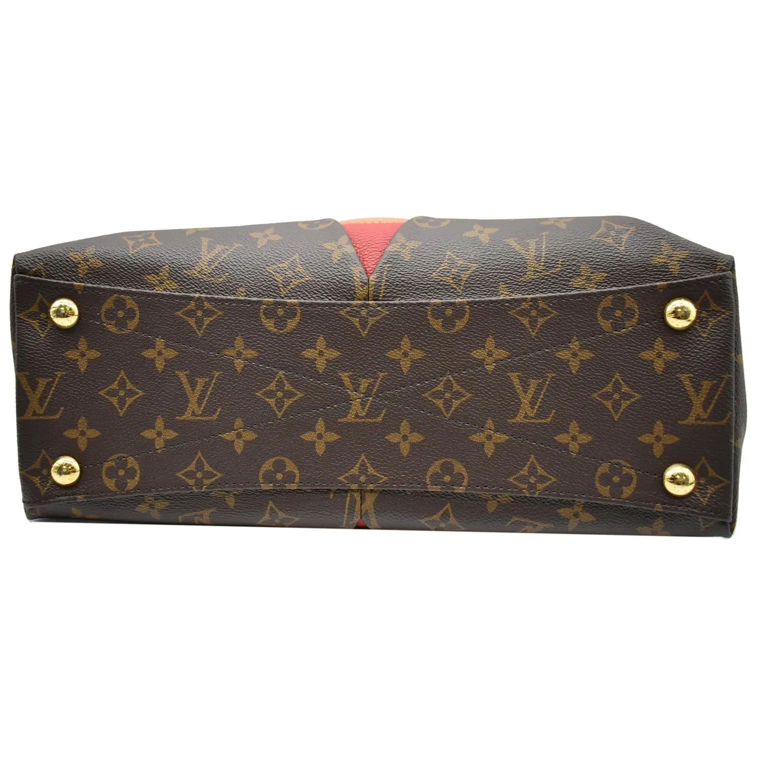 LOUIS VUITTON V Tote MM Monogram Canvas Tote Bag Cerise Red