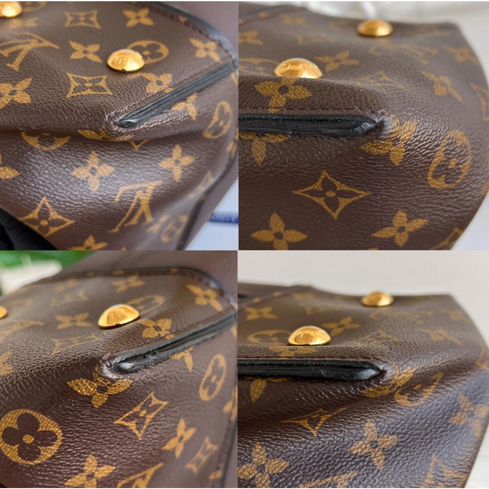 Louis Vuitton W Tote Monogram Cuir Orfevre Handbag Purse Chocolate 848-12624