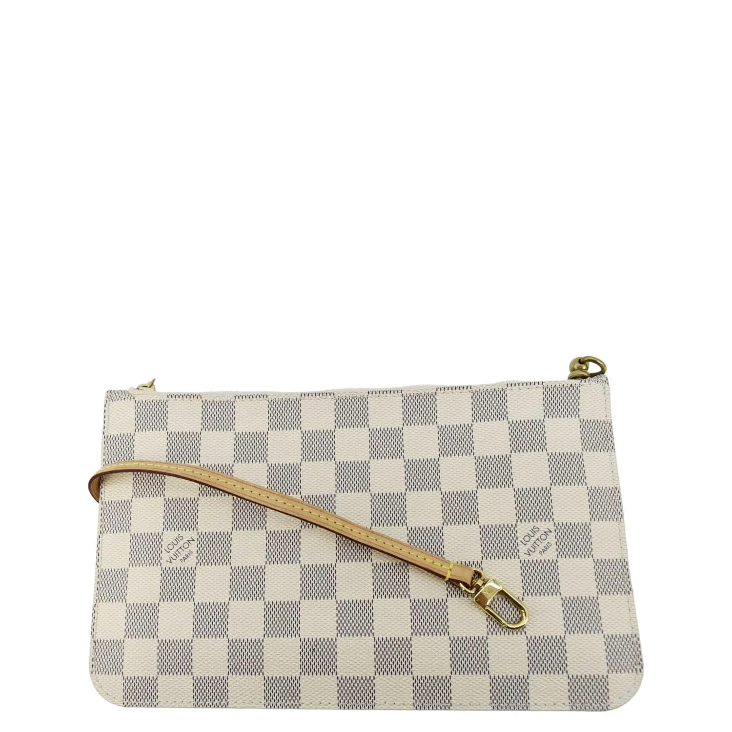 LOUIS VUITTON Wristlet Pochette Damier Azur Pouch White