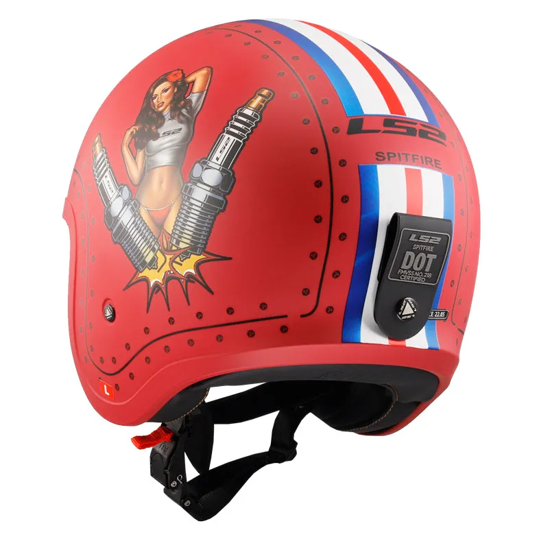 LS2 Helmets Spitfire Spark Motorcycle Open Face & 3/4 Helmet