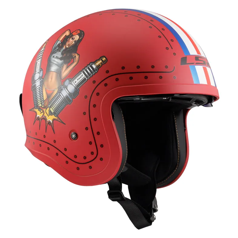 LS2 Helmets Spitfire Spark Motorcycle Open Face & 3/4 Helmet