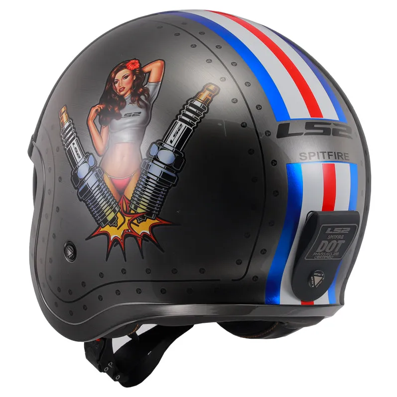 LS2 Helmets Spitfire Spark Motorcycle Open Face & 3/4 Helmet
