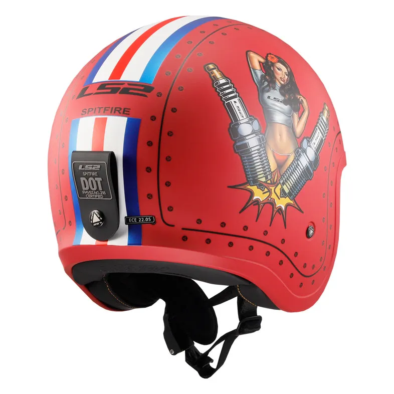 LS2 Helmets Spitfire Spark Motorcycle Open Face & 3/4 Helmet