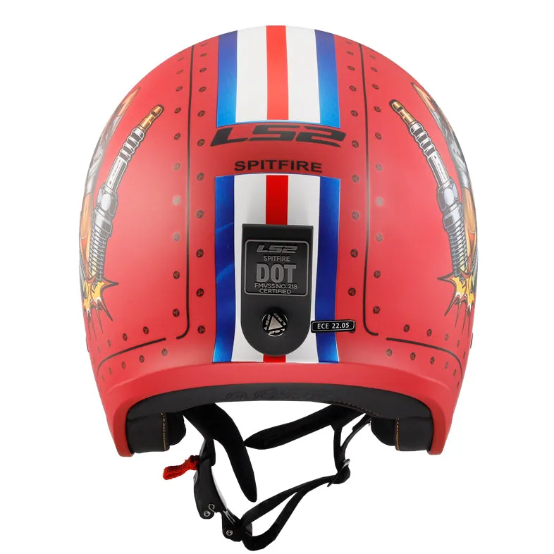 LS2 Helmets Spitfire Spark Motorcycle Open Face & 3/4 Helmet