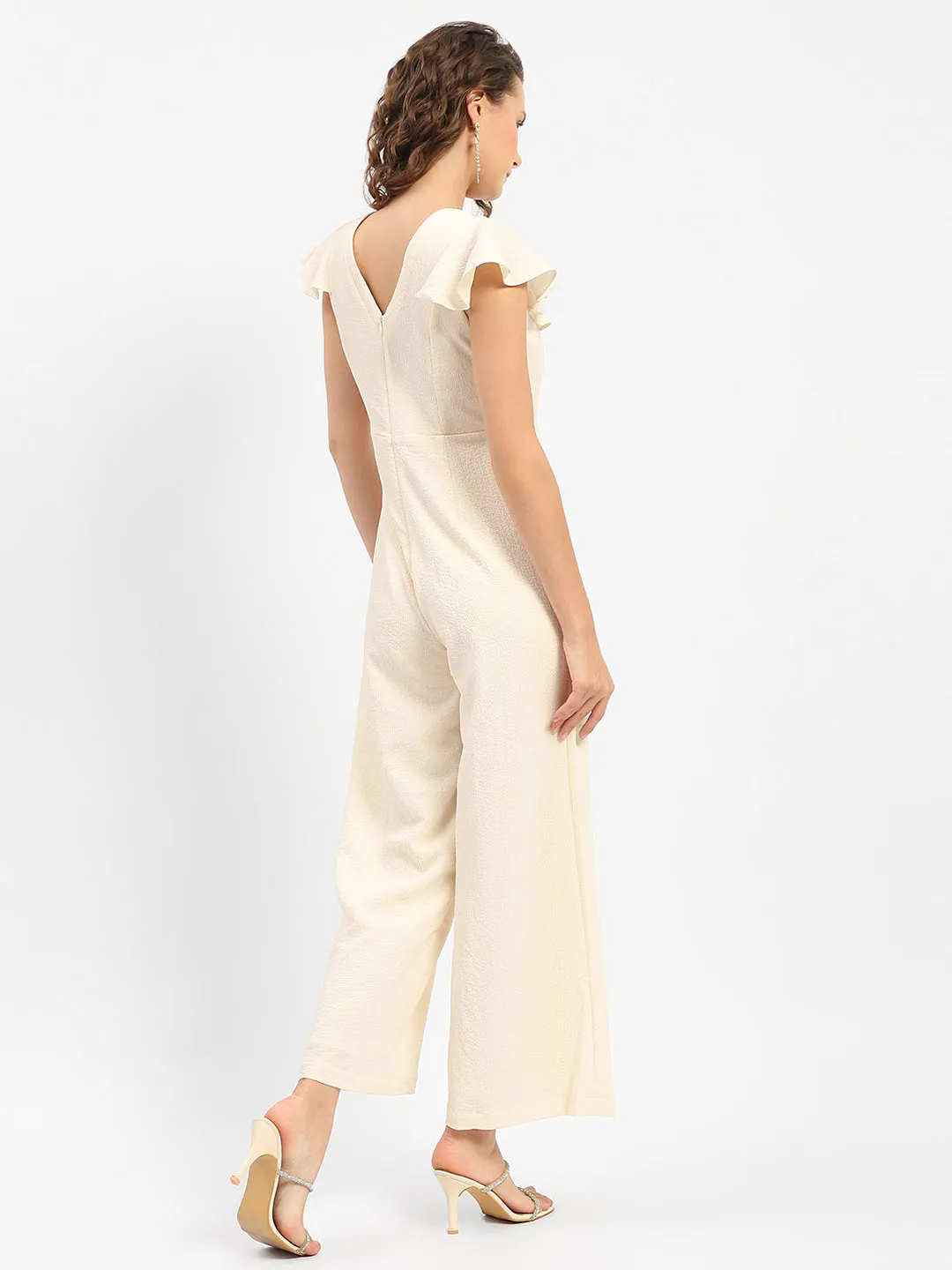 Madame Surplice Neck Off-White Jumpsuit