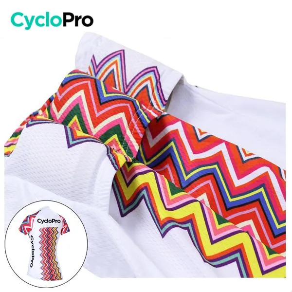 MAILLOT LONG DE CYCLISME ROSE - AUTOMNE - MOSAIQUE 