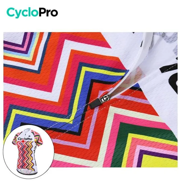 MAILLOT LONG DE CYCLISME ROSE - AUTOMNE - MOSAIQUE 