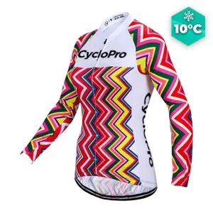 MAILLOT LONG DE CYCLISME ROSE - AUTOMNE - MOSAIQUE 