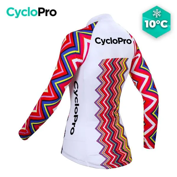 MAILLOT LONG DE CYCLISME ROSE - AUTOMNE - MOSAIQUE 