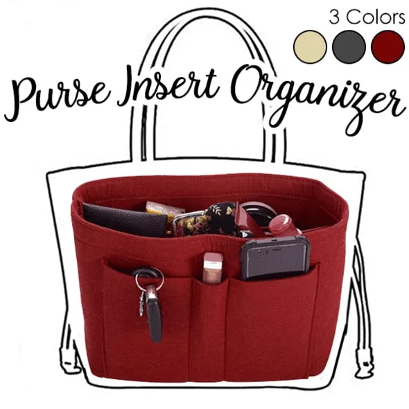 Makeup Bag Organizer Felt Fabric Purse Women Cosmetic Bag Handbag Insert Bag Case