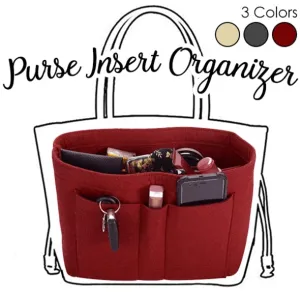 Makeup Bag Organizer Felt Fabric Purse Women Cosmetic Bag Handbag Insert Bag Case