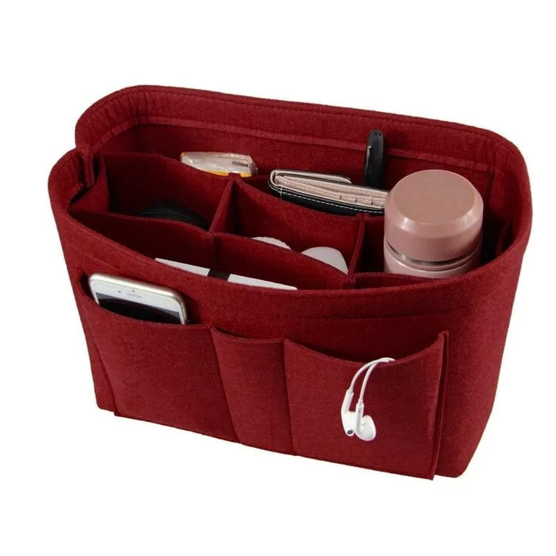 Makeup Bag Organizer Felt Fabric Purse Women Cosmetic Bag Handbag Insert Bag Case