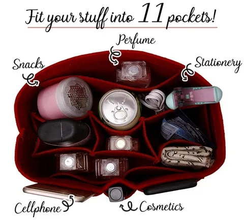 Makeup Bag Organizer Felt Fabric Purse Women Cosmetic Bag Handbag Insert Bag Case