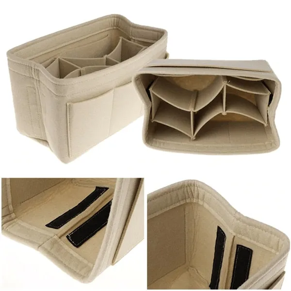 Makeup Bag Organizer Felt Fabric Purse Women Cosmetic Bag Handbag Insert Bag Case