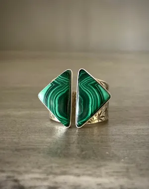 Malachite Open Face Wide Band Ring