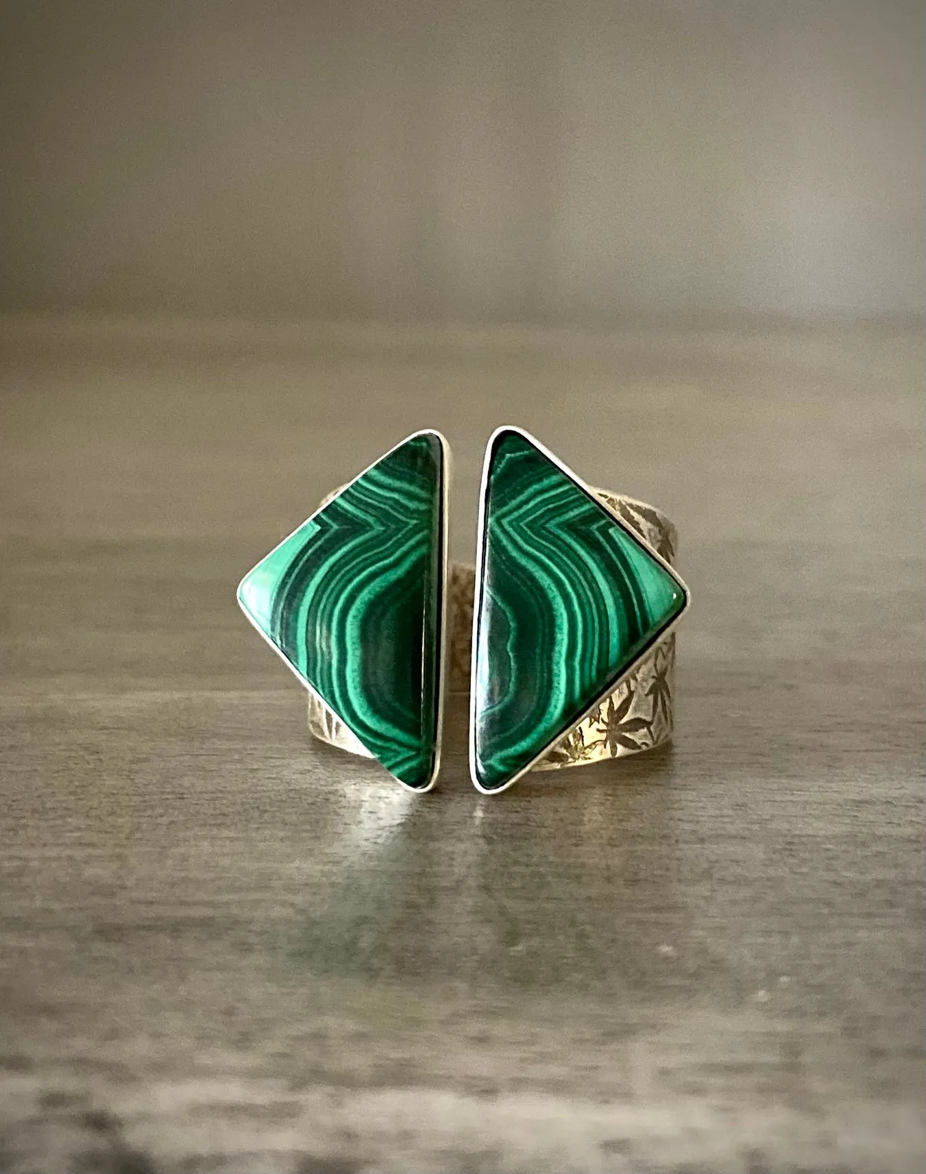 Malachite Open Face Wide Band Ring
