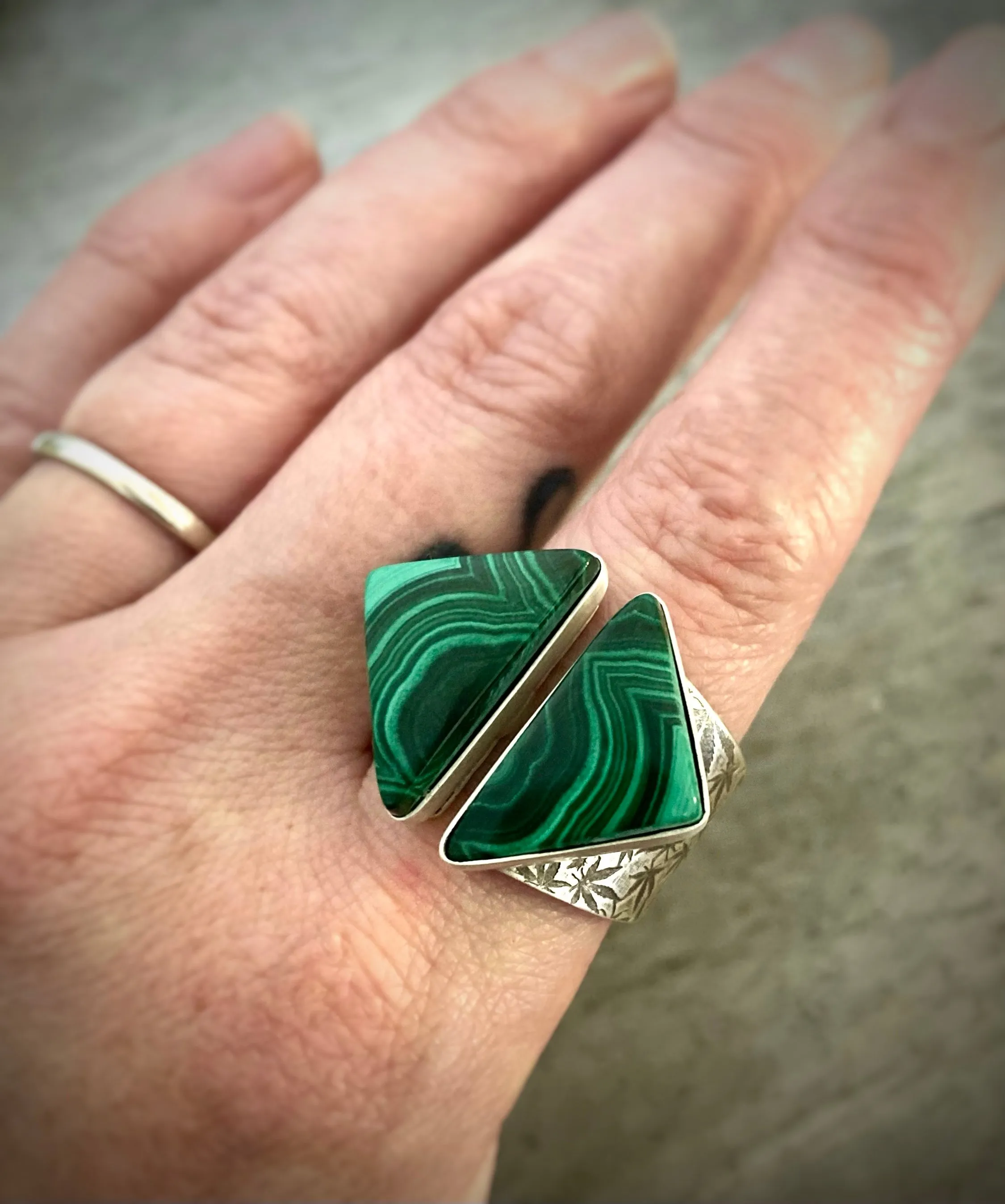 Malachite Open Face Wide Band Ring