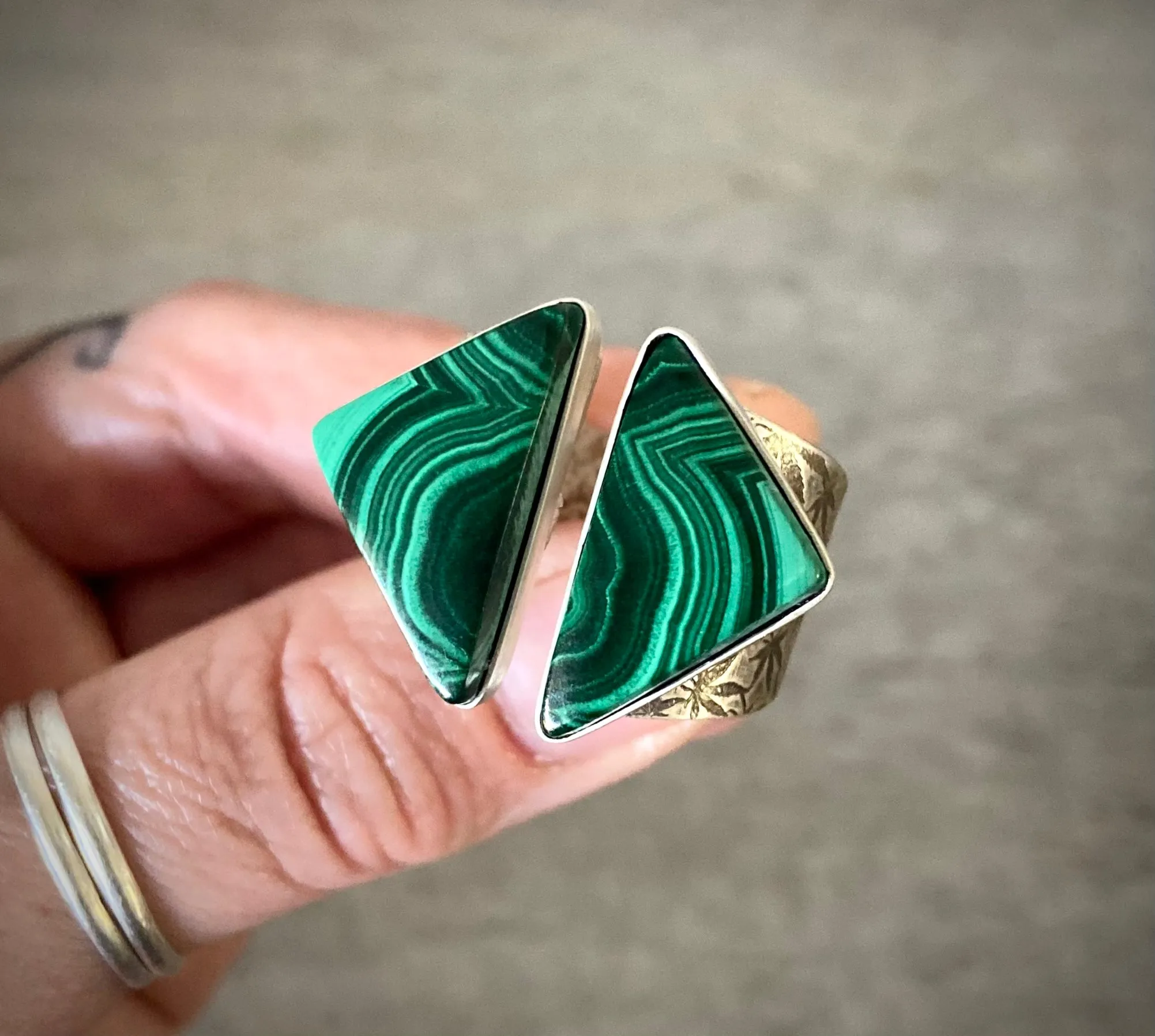 Malachite Open Face Wide Band Ring