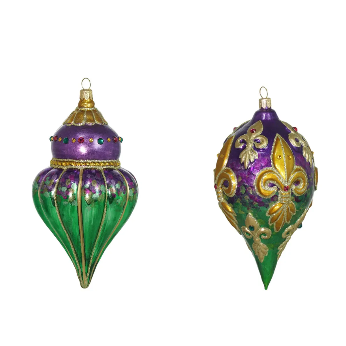 Mardi Gras Fluted Drops 6.5" X 3.5"