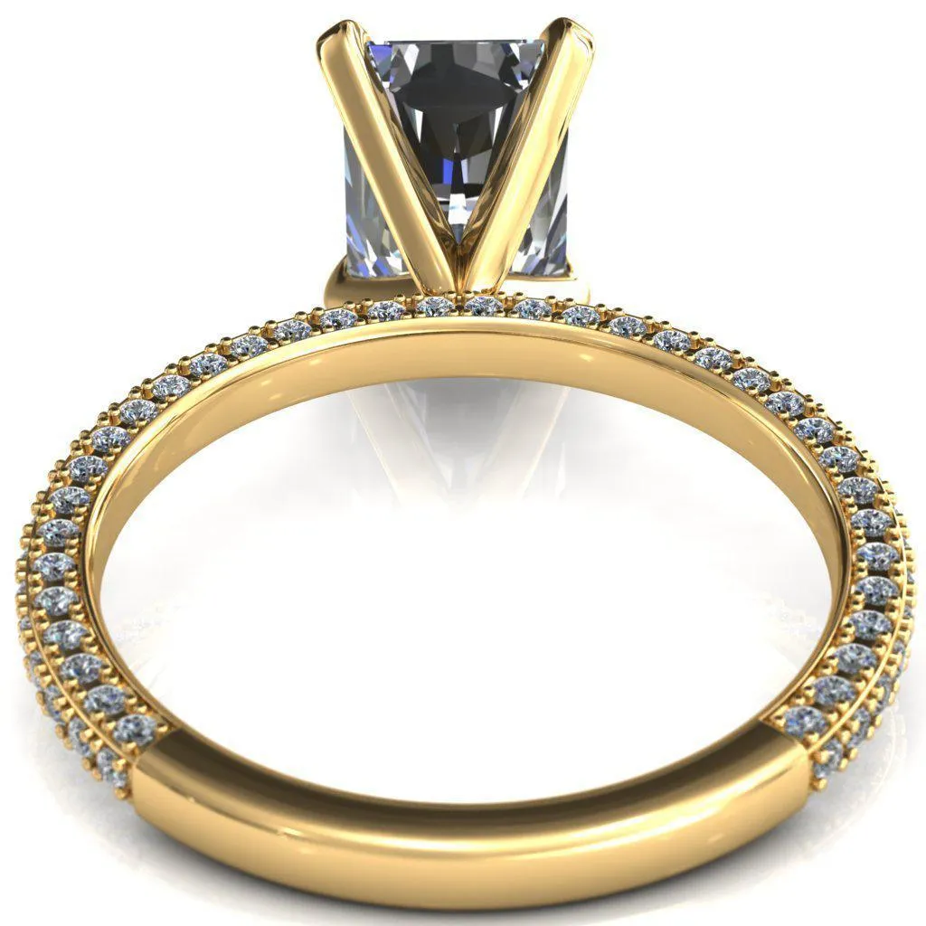 Mariyah Radiant Center Stone 4 Prong 3/4 Eternity 3 Sided Diamond Shank Engagement Ring