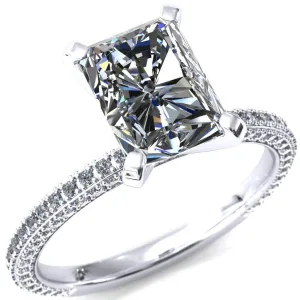 Mariyah Radiant Center Stone 4 Prong 3/4 Eternity 3 Sided Diamond Shank Engagement Ring
