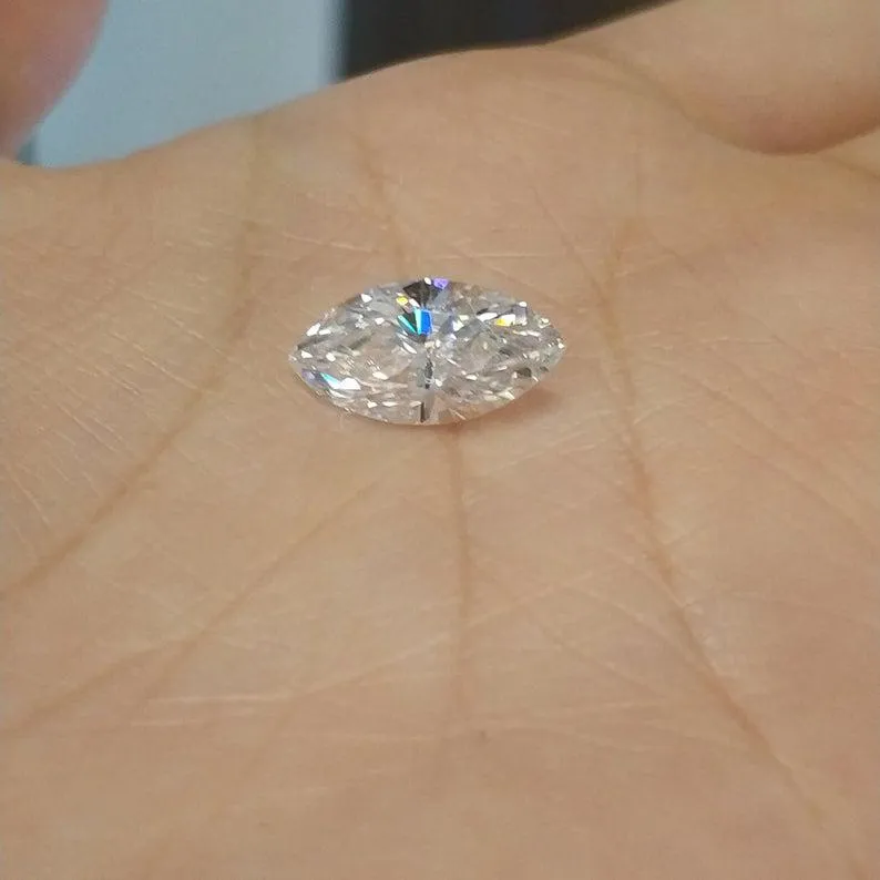 Marquise Cut Loose Moissanite | White D Color VVS1 | With Certificate