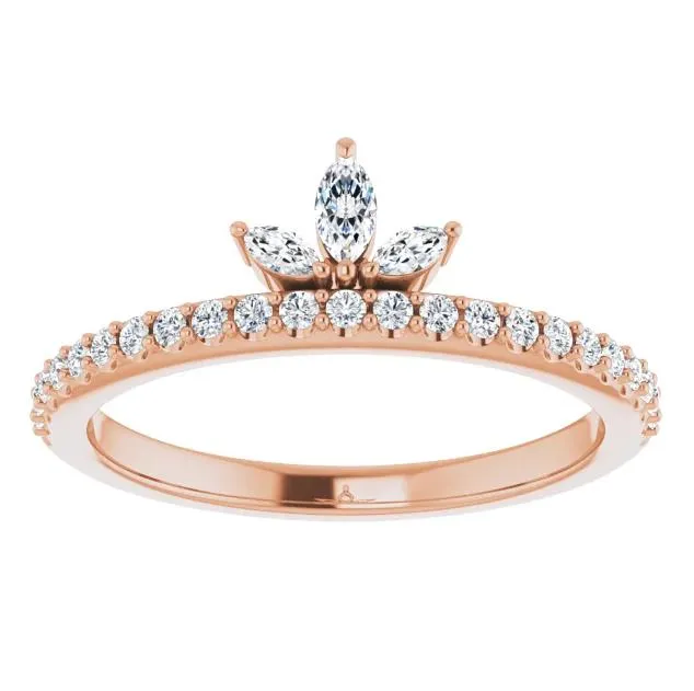 Marquise Gemstone Crown Lab-Grown Diamond Accent Stackable Ring