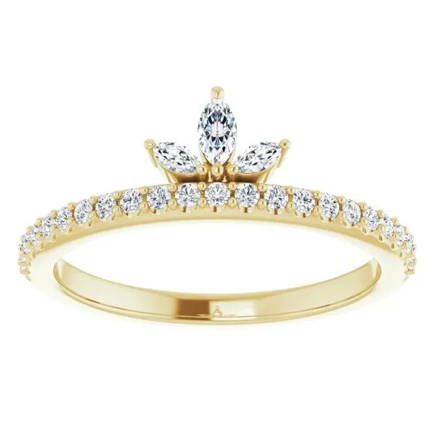 Marquise Gemstone Crown Lab-Grown Diamond Accent Stackable Ring