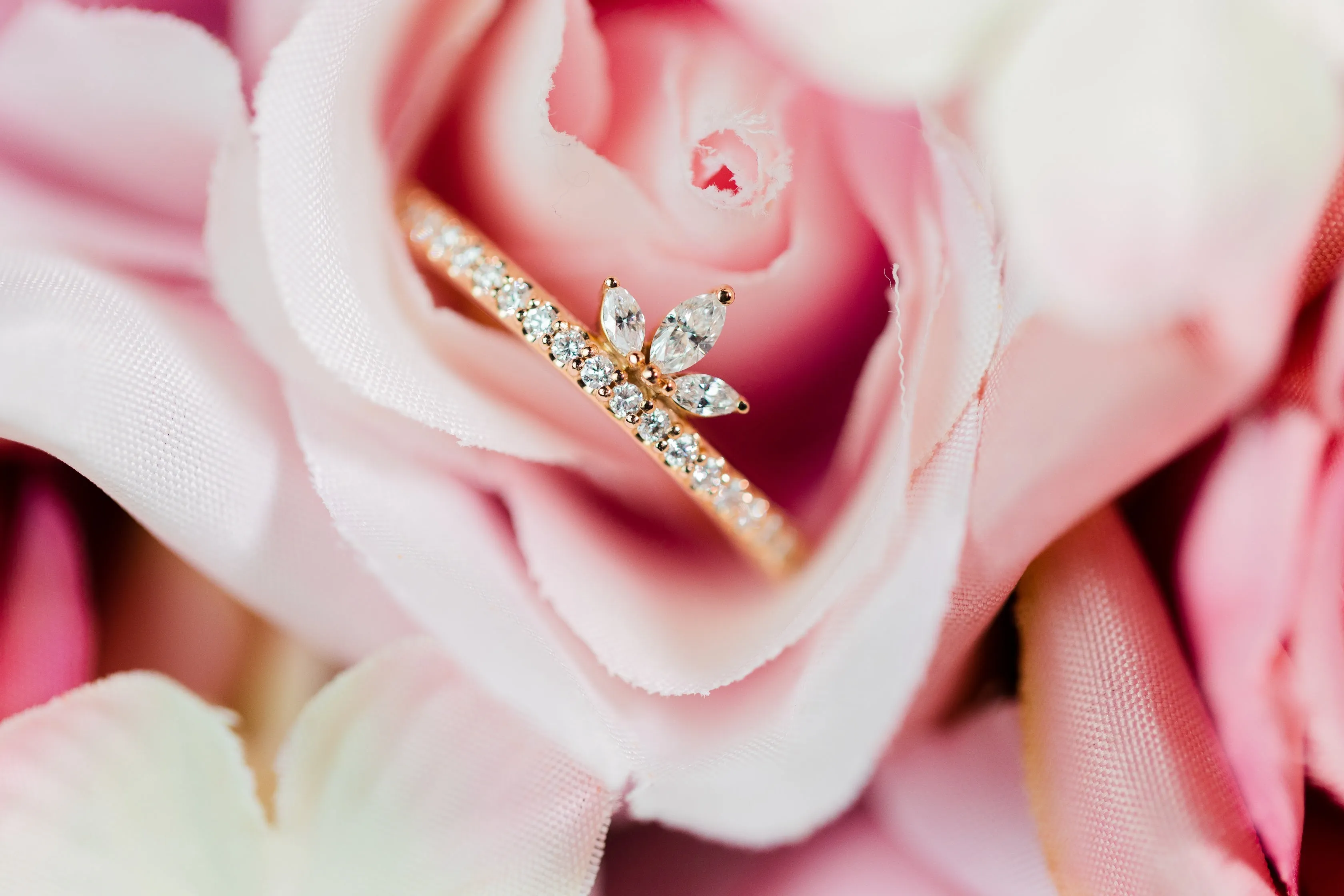 Marquise Gemstone Crown Lab-Grown Diamond Accent Stackable Ring