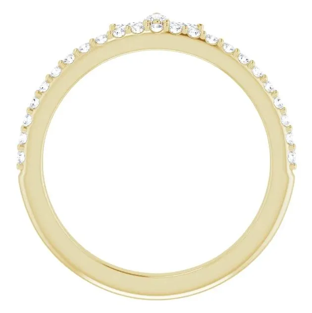 Marquise Gemstone Crown Lab-Grown Diamond Accent Stackable Ring
