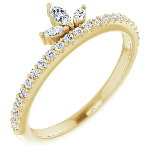 Marquise Gemstone Crown Lab-Grown Diamond Accent Stackable Ring