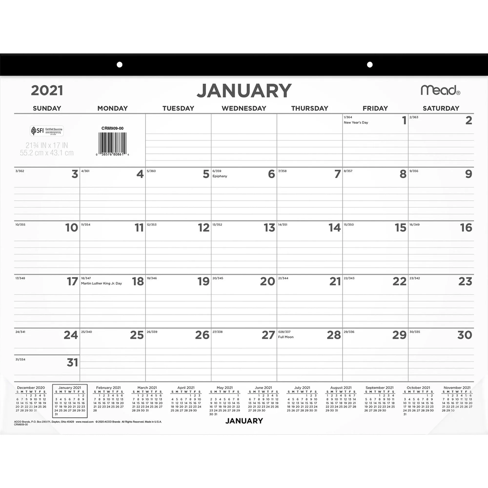 Mead Compact Monthly Desk Pad Calendar