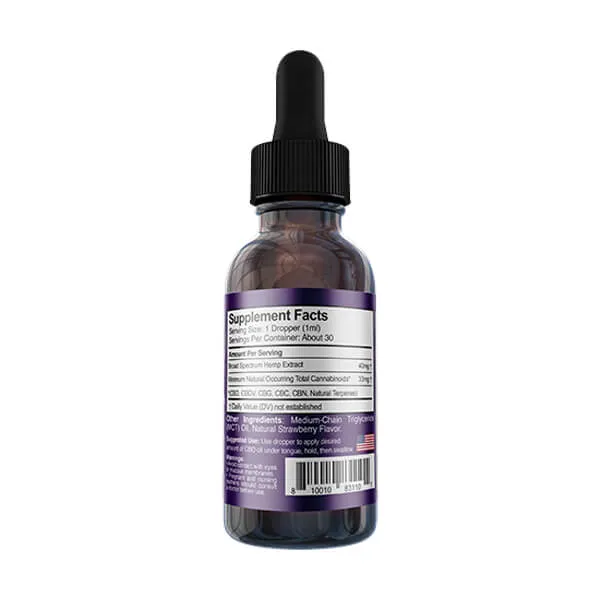 Medterra Broad Spectrum Tincture 1000MG Citrus -Strawberry Mint - Natural Flavor