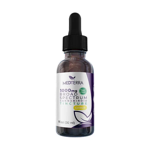 Medterra Broad Spectrum Tincture 1000MG Citrus -Strawberry Mint - Natural Flavor