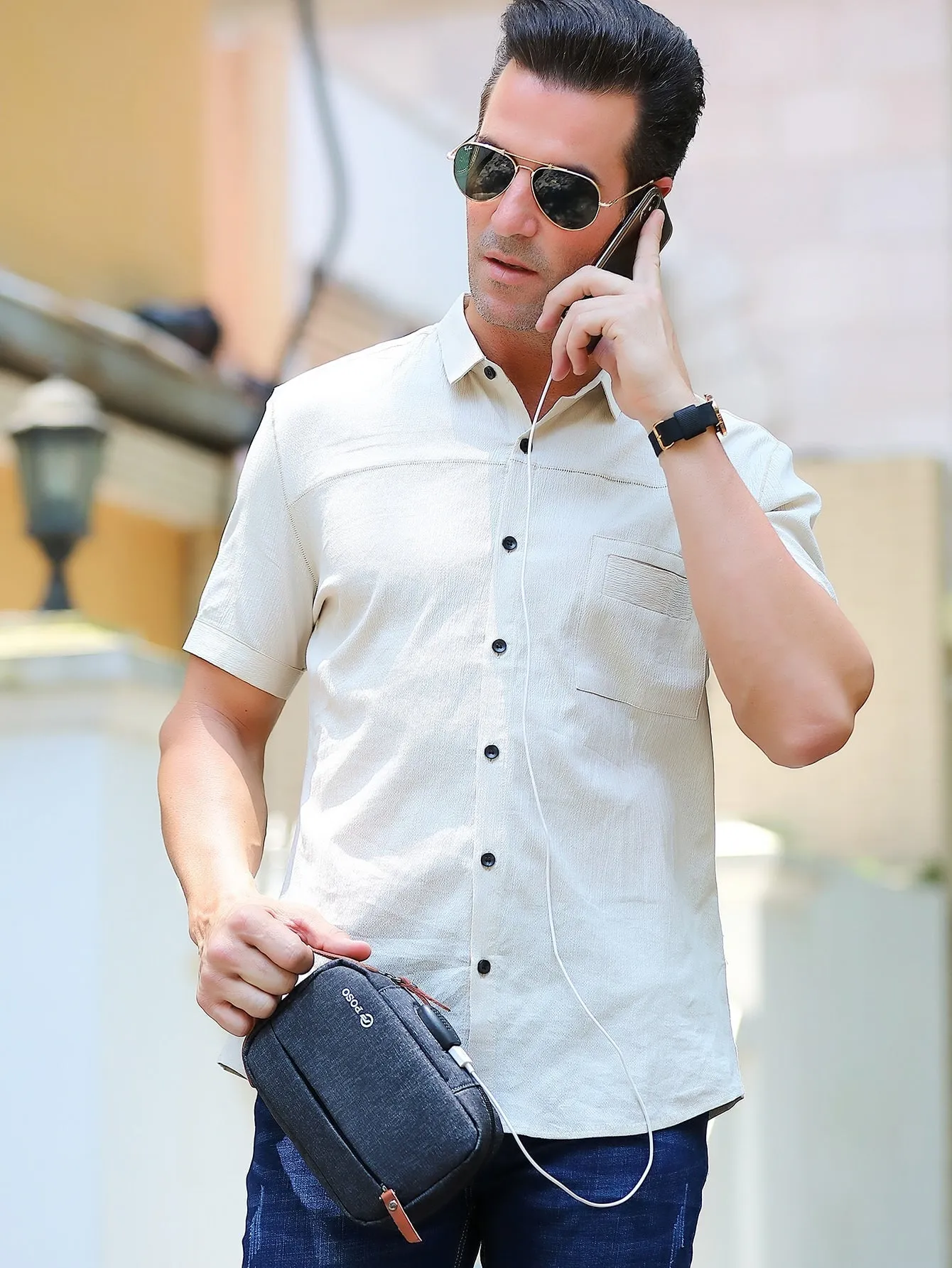 Men Letter Graphic Clutch Bag  - Blue - FD ⚡