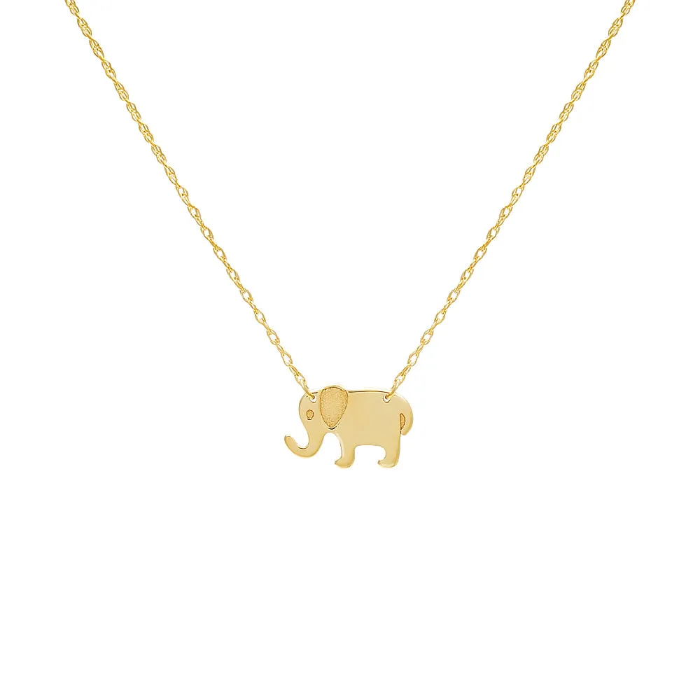 Mini Solid Elephant Necklace 14K
