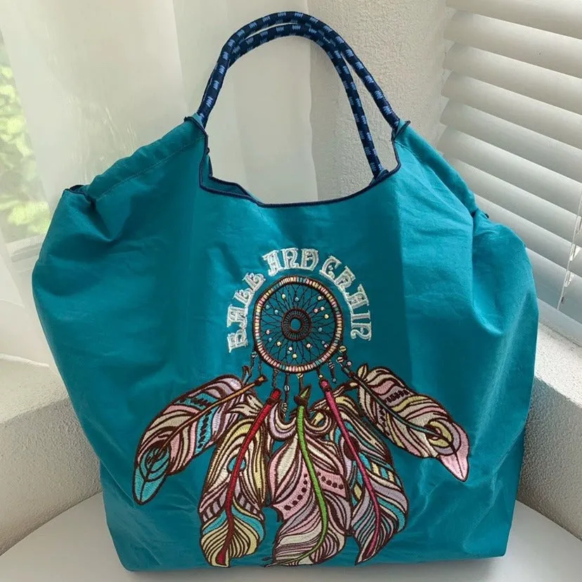 Minority Embroidered Environmental Protection Cloth Female Large Capacity Totes Handbags