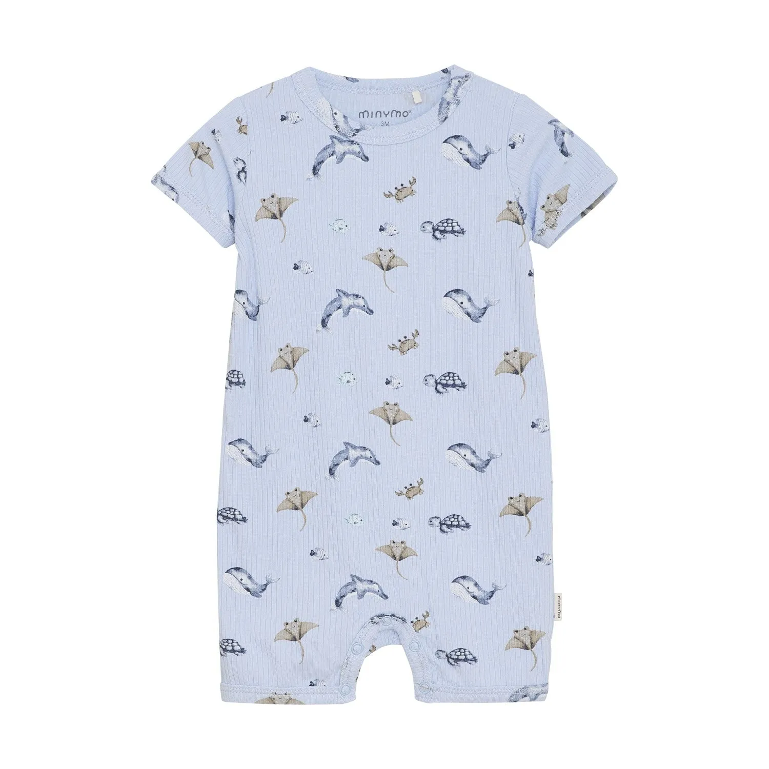 Minymo Ocean Print Rib Shortie Playsuit